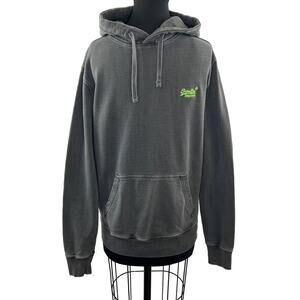 SUPERDRY Gray Pastelline Loopback Hoodie Sweatshirt Pullover Slim-Fit Men's S